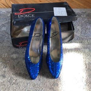 Royal blue sequin heels